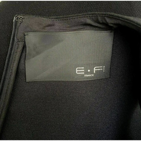 E Fi Mini Dress Black Sleeveless Laser Cut Crew Neck Shift Back Zip S - Picture 6 of 7